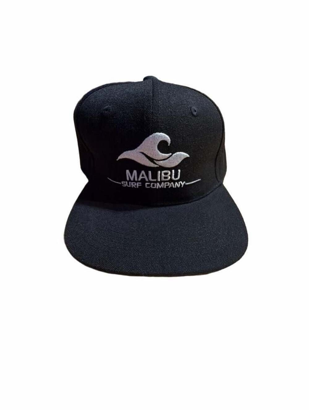 Malibu Surf Company Snapback Hat One Size Black Embroidered Wave